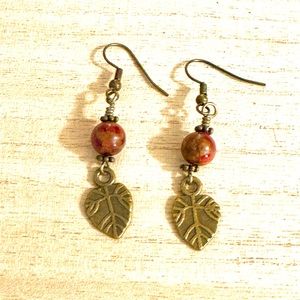 Mosaic Ruby red quartz dangle earrings
